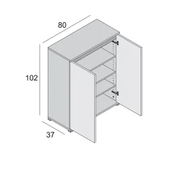 Armoire Polyvalente Avec Portes En Bois D'orme