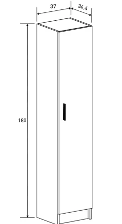 Armoire polyvalente avec 1 porte coloris beige - Longueur 37 x profondeur 34,40 x hauteur 180 cm