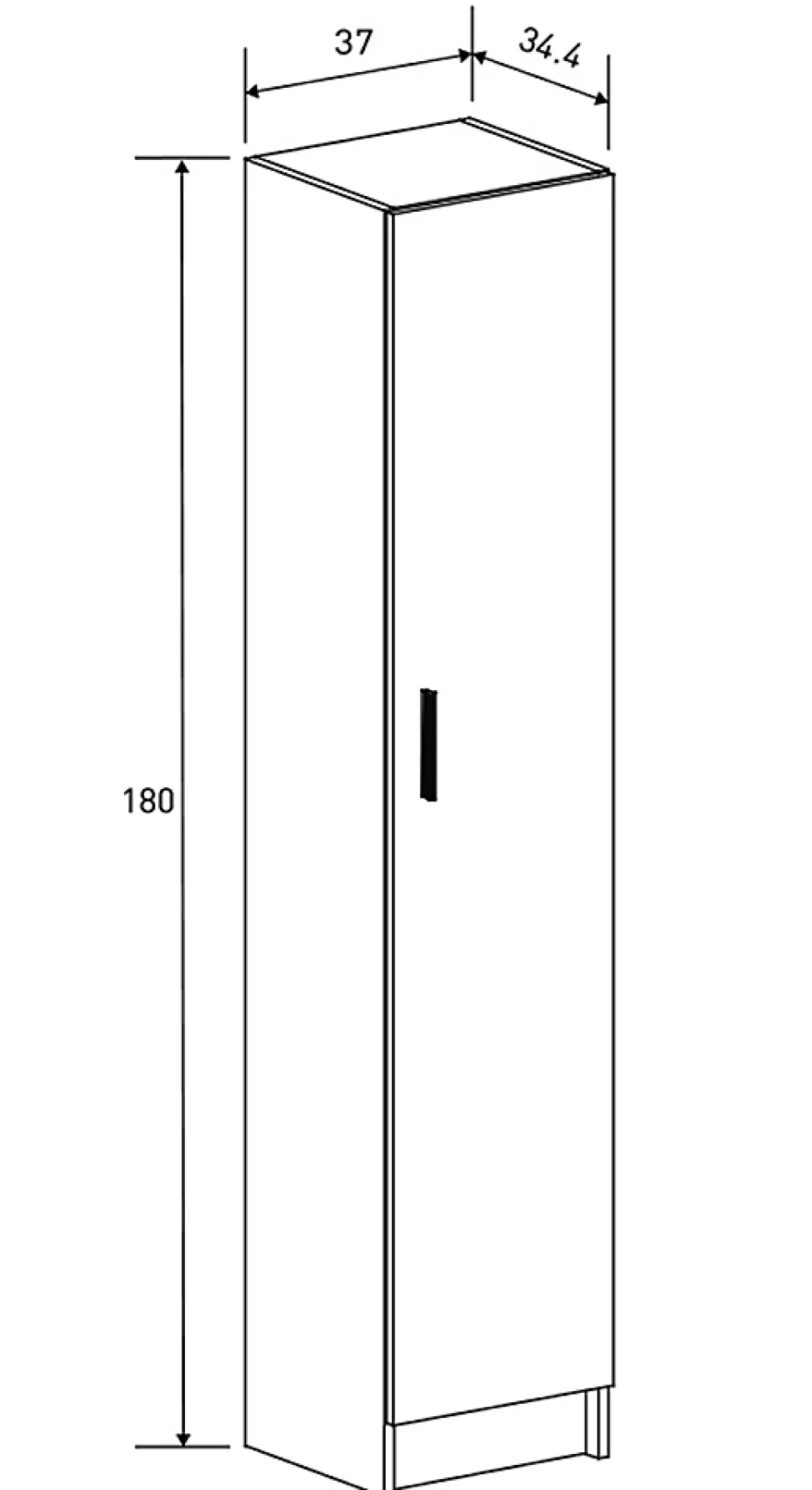 Armoire polyvalente avec 1 porte coloris beige - Longueur 37 x profondeur 34,40 x hauteur 180 cm
