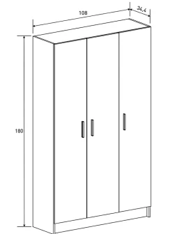 Armoire polyvalente avec 3 portes coloris beige - Longueur 108 x profondeur 34,40 x hauteur 180 cm
