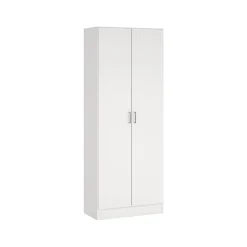 Armoire polyvalente Dabaldi, Armoire à balais avec 2 portes, Etagere à chaussures avec Etageres, cm73x37h180 cm, Blanc