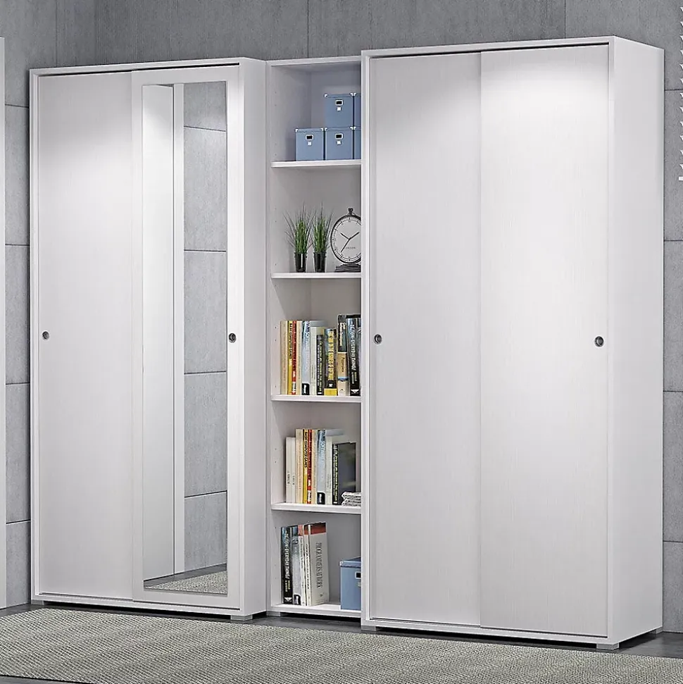 Armoire Polyvalente De 90 Cm Avec Portes Coulissantes Et Tube De Suspension