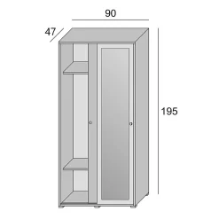 Armoire Polyvalente De 90 Cm Avec Portes Coulissantes Et Tube De Suspension