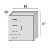 Armoire Polyvalente En Chêne Avec Porte Et Tiroirs Avec Façade Blanche