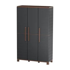 Armoire porte-balai Anthracite 3 portes 3 Etagères réglables 102 x 37 x 169 cm - Garage Buanderie Cellier Art Plast
