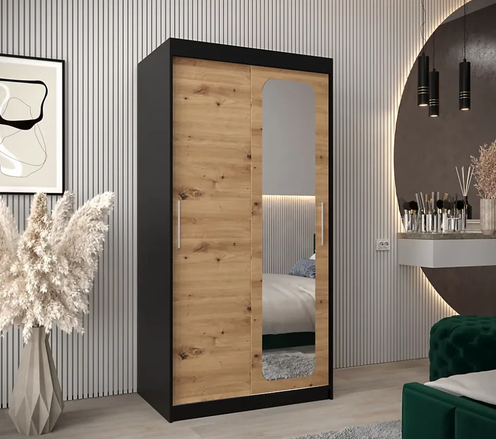 Armoire Promo T2 a portes coulissantes H. 200 x L. 100 x P. 62 2 portes