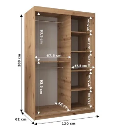 Armoire Promo V2 a portes coulissantes H. 200 x L. 120 x P. 62 2 portes