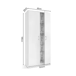 Armoire REY 2 portes 80x180 cm Blanc Moderne