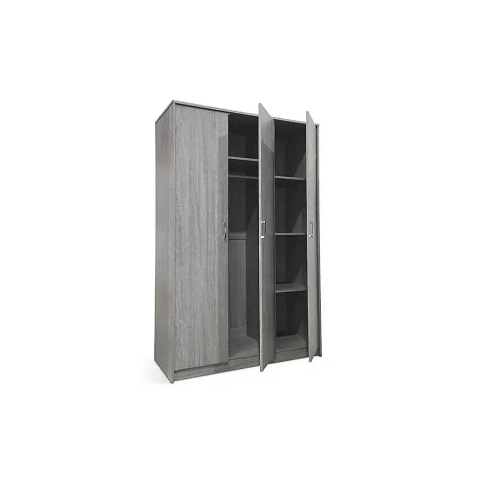 Armoire REY 3 portes 120x180 cm Bois gris clair Style scandinave