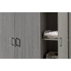 Armoire REY 3 portes 120x180 cm Bois gris clair Style scandinave