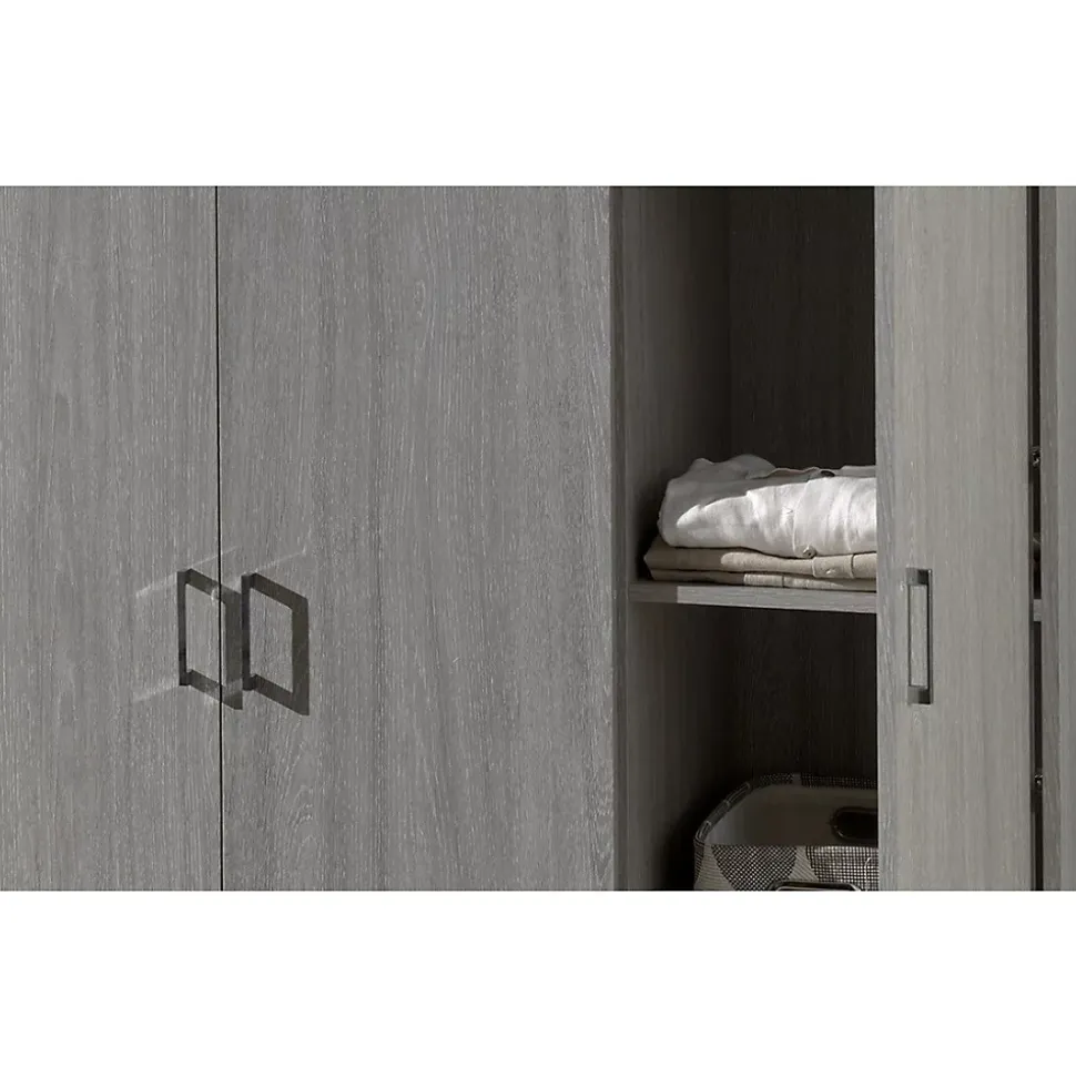 Armoire REY 3 portes 120x180 cm Bois gris clair Style scandinave