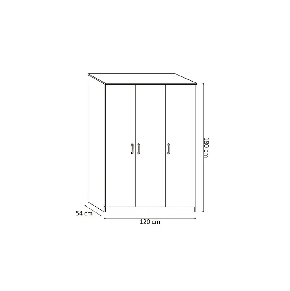 Armoire REY 3 portes 120x180 cm Bois gris clair Style scandinave