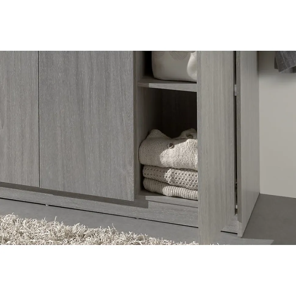 Armoire REY 3 portes 120x180 cm Bois gris clair Style scandinave