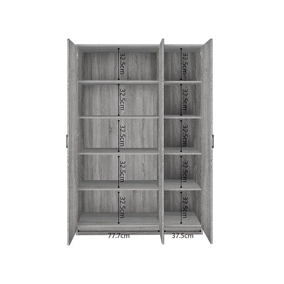 Armoire REY 3 portes 120x180 cm Chene gris Style scandinave
