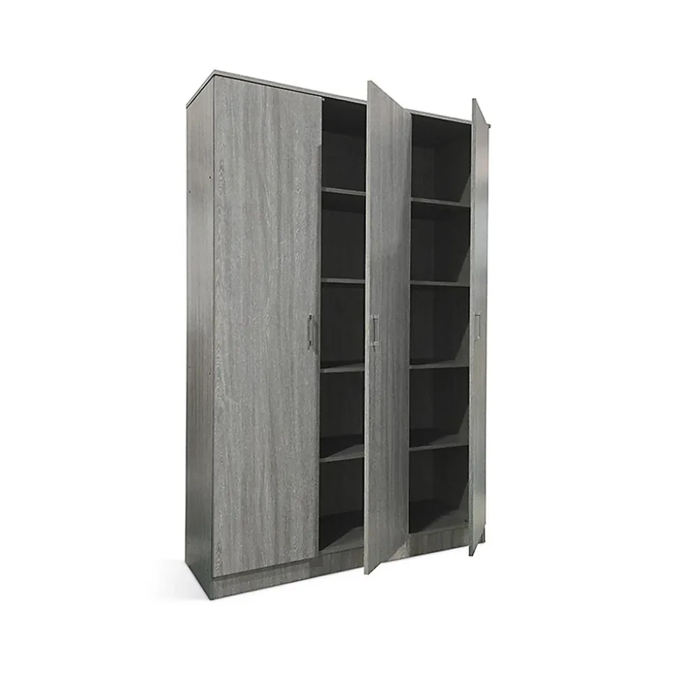 Armoire REY 3 portes 120x180 cm Chene gris Style scandinave