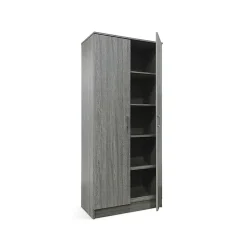 Armoire REY 2 portes 80x180 cm Chene gris Style scandinave