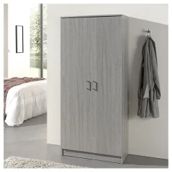Armoire REY 2 portes 80x180 cm Chene gris Style scandinave