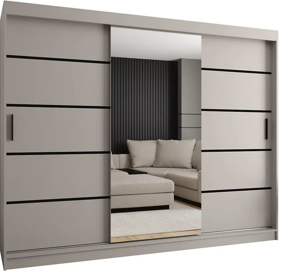 Armoire Rubino V2 a portes coulissante H. 200 x L. 250 x P. 62, 3 portes