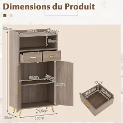 Armoire Salle de Bain avec Miroir HD Antibuée, avec Lumière LED Couleur,Luminosité Réglables,avec Double Porte et Étagères(Gris)