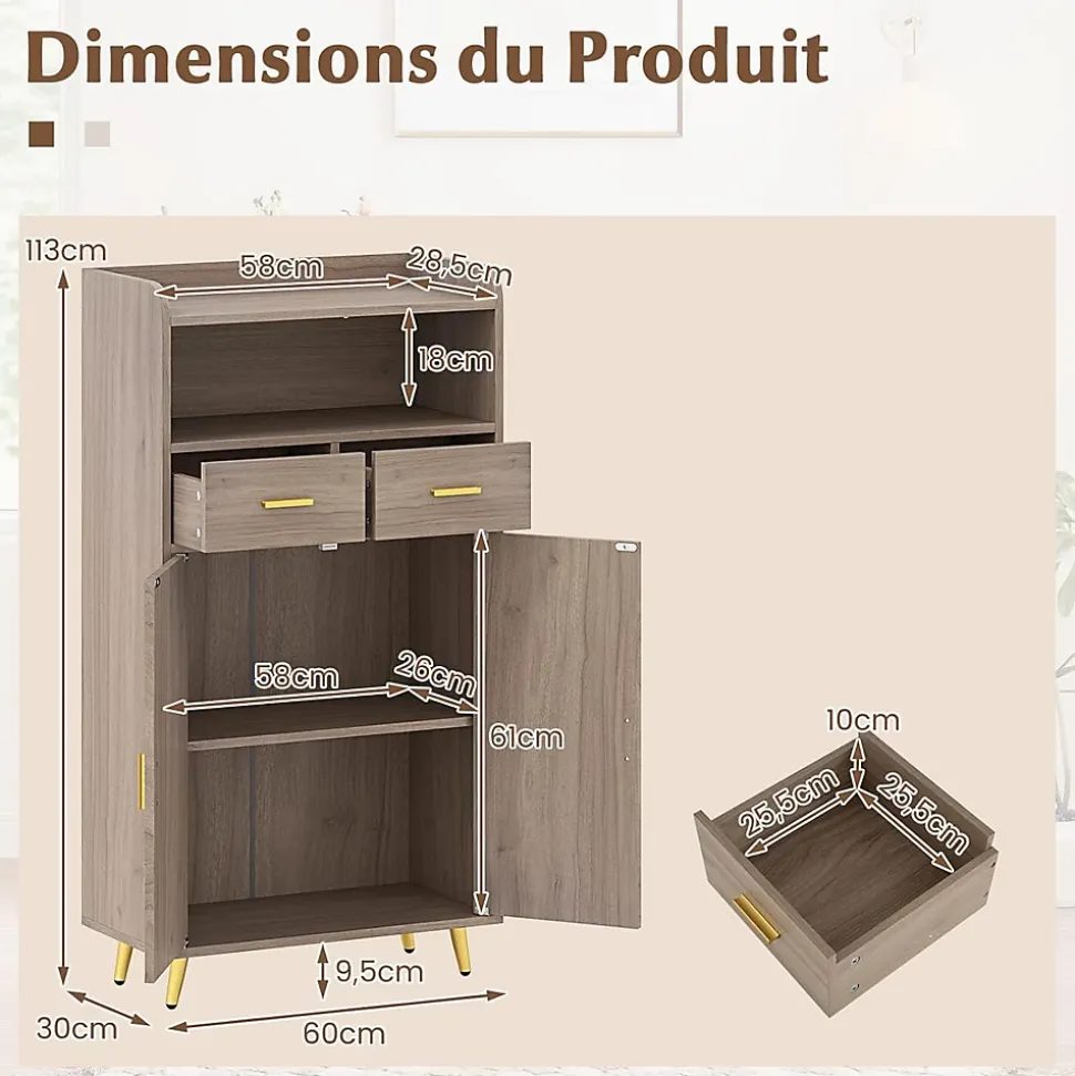 Armoire Salle de Bain avec Miroir HD Antibuée, avec Lumière LED Couleur,Luminosité Réglables,avec Double Porte et Étagères(Gris)