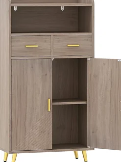 Armoire Salle de Bain avec Miroir HD Antibuée, avec Lumière LED Couleur,Luminosité Réglables,avec Double Porte et Étagères(Gris)