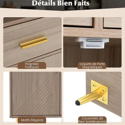 Armoire Salle de Bain avec Miroir HD Antibuée, avec Lumière LED Couleur,Luminosité Réglables,avec Double Porte et Étagères(Gris)