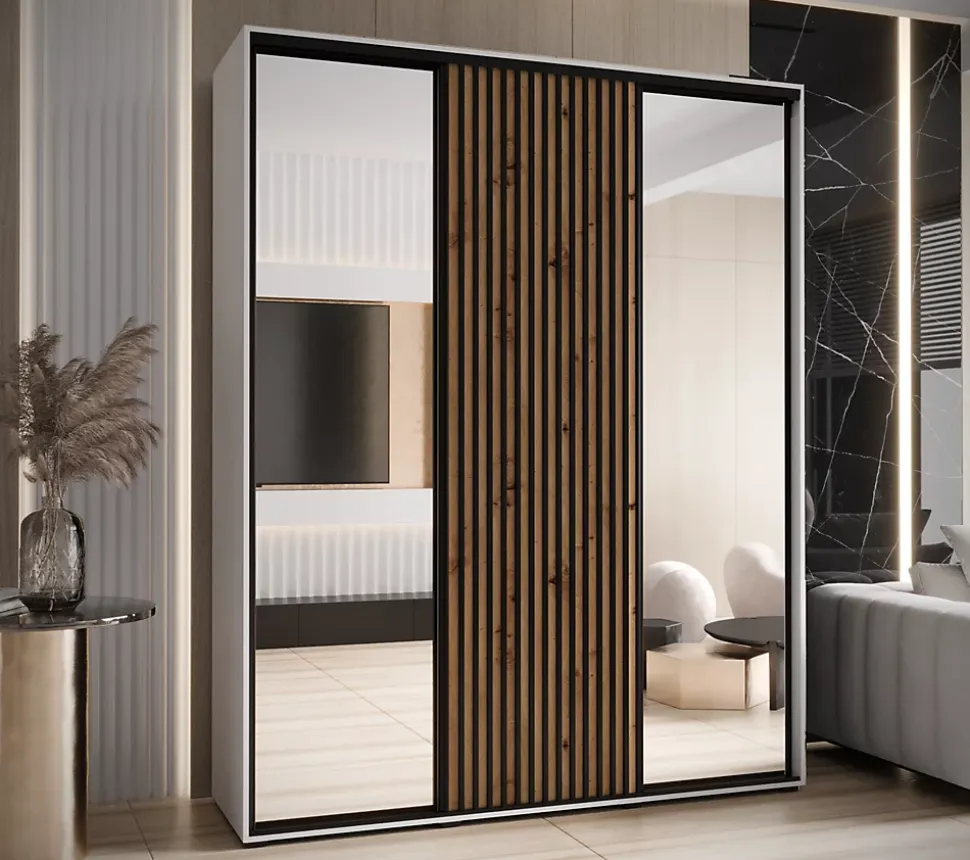 Armoire Sapporo 2 a portes coulissantes H. 205,2 x L. 200 x P. 45 3 portes