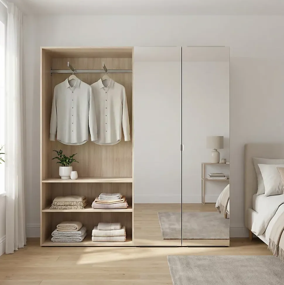 Armoire semi-ouverte effet chêne GoodHome Atomia H. 187,5 x L. 200 x P. 45 cm