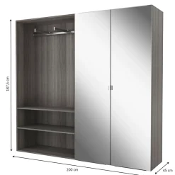 Armoire semi-ouverte effet chêne grisé GoodHome Atomia H. 187,5 x L. 200 x P. 45 cm
