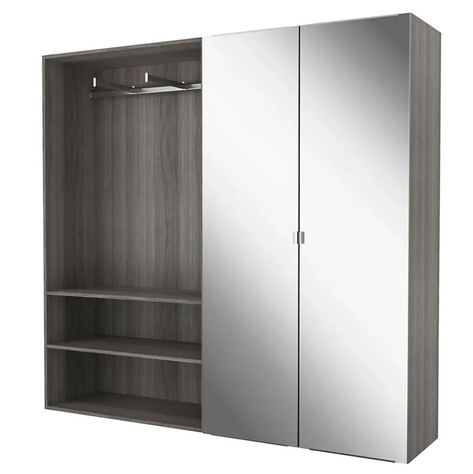 Armoire semi-ouverte effet chêne grisé GoodHome Atomia H. 187,5 x L. 200 x P. 45 cm