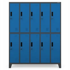 Armoire sociale à 10 portes BARTEK, 1360 x 1720 x 450 mm bleu