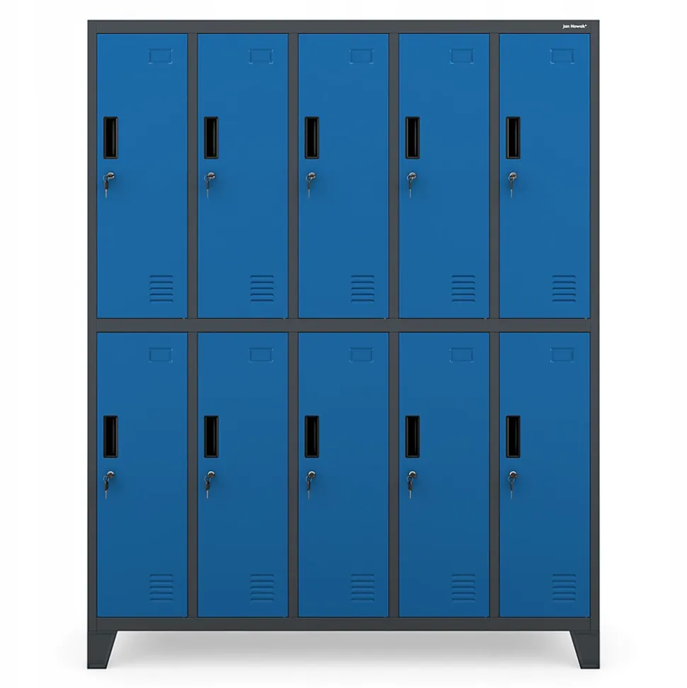 Armoire sociale à 10 portes BARTEK, 1360 x 1720 x 450 mm bleu