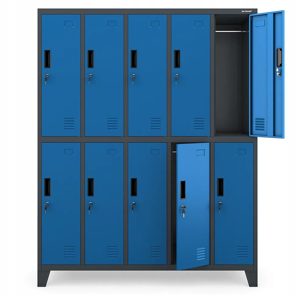 Armoire sociale à 10 portes BARTEK, 1360 x 1720 x 450 mm bleu