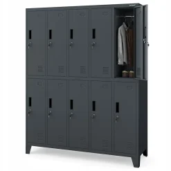 Armoire sociale à 10 portes BARTEK, 1360 x 1720 x 450 mm anthracite