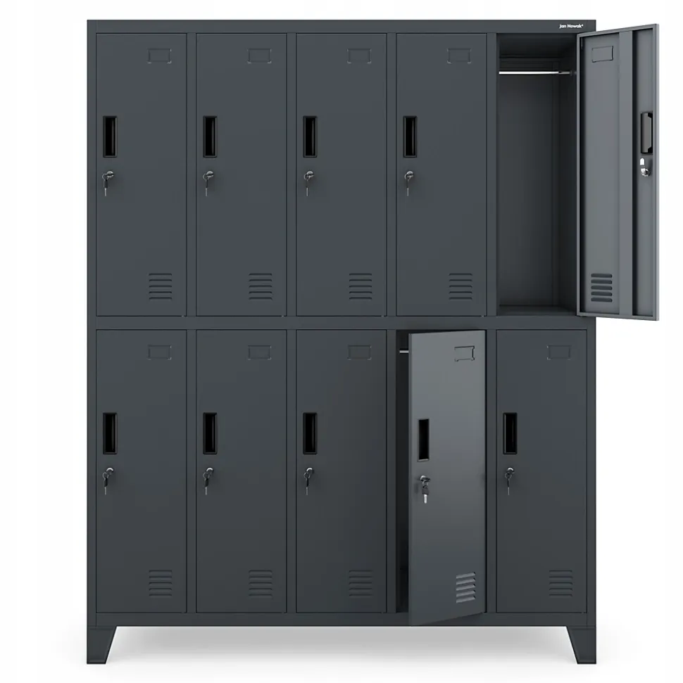 Armoire sociale à 10 portes BARTEK, 1360 x 1720 x 450 mm anthracite