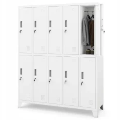Armoire sociale à 10 portes BARTEK, 1360 x 1720 x 450 mm blanc