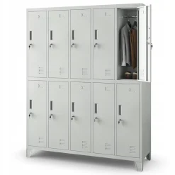 Armoire sociale à 10 portes BARTEK, 1360 x 1720 x 450 mm gris