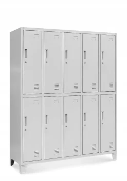 Armoire sociale à 10 portes BARTEK, 1360 x 1720 x 450 mm gris