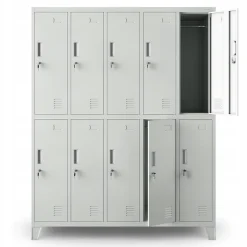 Armoire sociale à 10 portes BARTEK, 1360 x 1720 x 450 mm gris