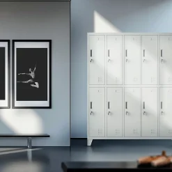 Armoire sociale à 10 portes BARTEK, 1360 x 1720 x 450 mm gris