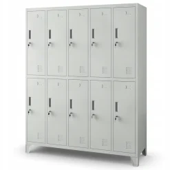 Armoire sociale à 10 portes BARTEK, 1360 x 1720 x 450 mm gris
