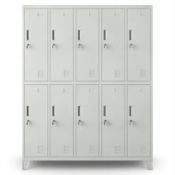 Armoire sociale à 10 portes BARTEK, 1360 x 1720 x 450 mm gris