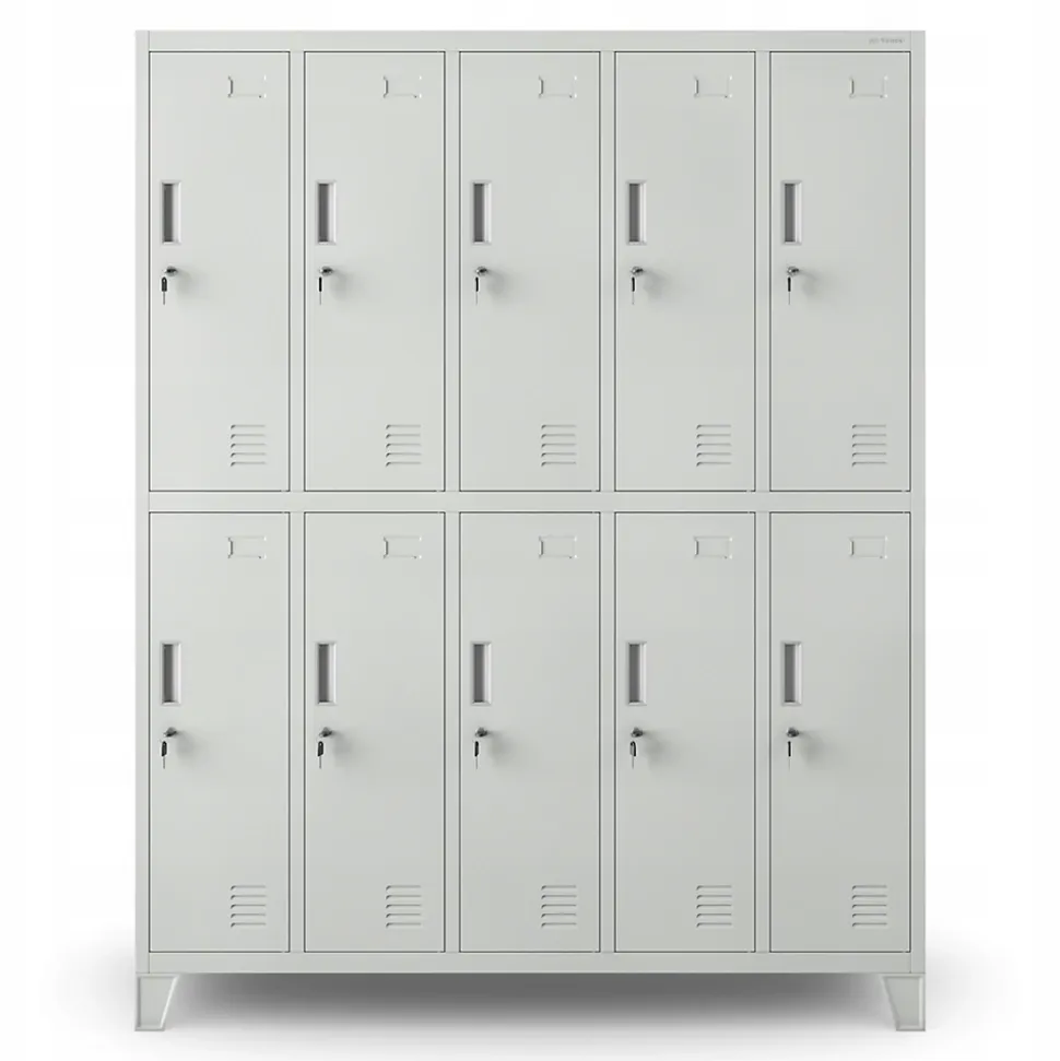 Armoire sociale à 10 portes BARTEK, 1360 x 1720 x 450 mm gris