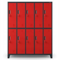 Armoire sociale à 10 portes BARTEK, 1360 x 1720 x 450 mm rouge