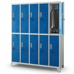 Armoire sociale à 10 portes BARTEK, 1360 x 1720 x 450 mm bleu