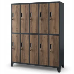 Armoire sociale à 10 portes BARTEK, 1360 x 1720 x 450 mm bronze