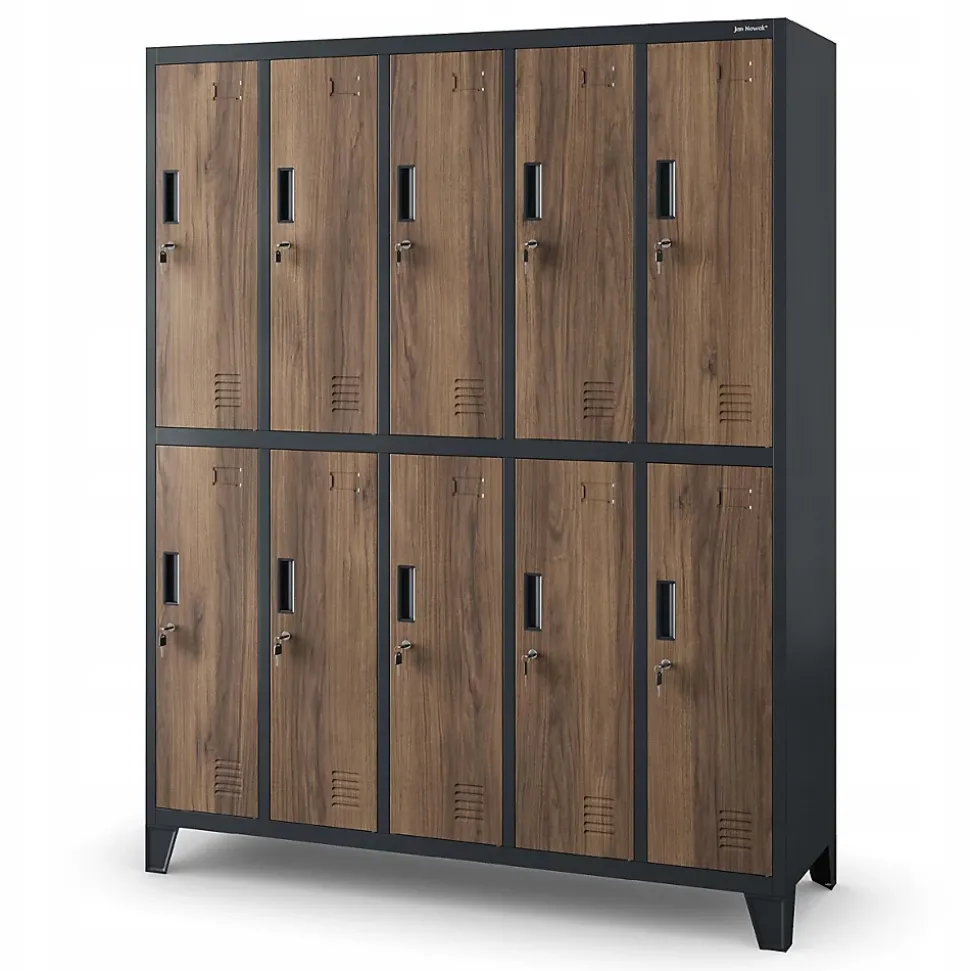 Armoire sociale à 10 portes BARTEK, 1360 x 1720 x 450 mm bronze