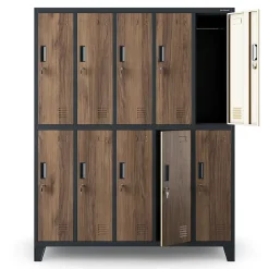 Armoire sociale à 10 portes BARTEK, 1360 x 1720 x 450 mm bronze