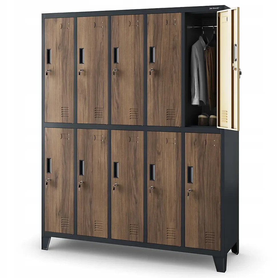 Armoire sociale à 10 portes BARTEK, 1360 x 1720 x 450 mm bronze