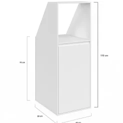 Armoire sous pente 1 porte et 1 niche TOMI 40 x 50 x 70/110 cm blanc